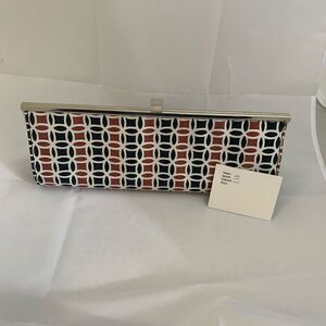 GLENDA GIES Black and Brown Framed Clutch - NEW